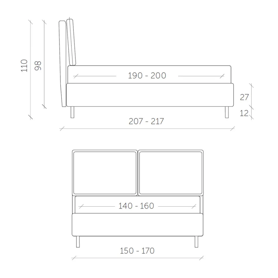 Manželská postel s úložným boxem Made in Italy - Ernesta Viadurini