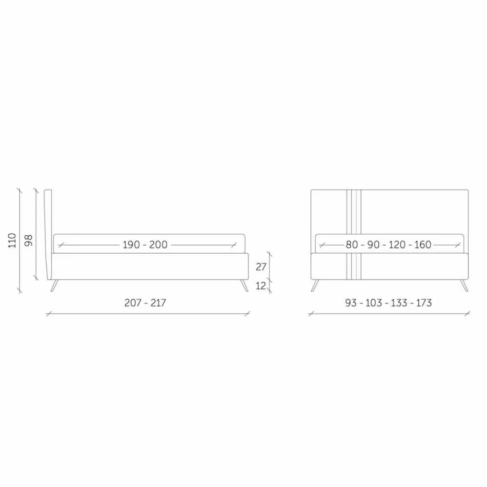 Manželská postel s polstrovanou zásuvkou z ekologické kůže Vyrobeno v Itálii - Paolo Viadurini