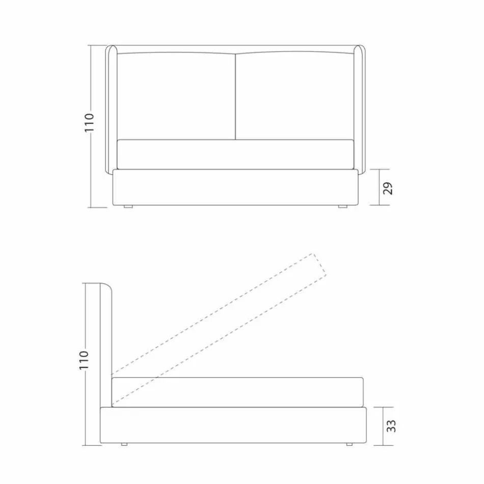 Manželská postel s úložným prostorem, moderní design, Kate by Bolzan Viadurini