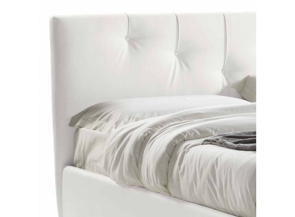 Manželská postel s polstrovanou nádobou Umělá kůže Vyrobeno v Itálii - maska Viadurini