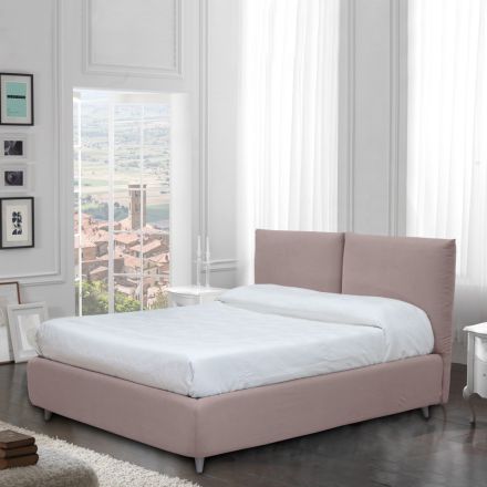 Manželská postel s volitelným úložným prostorem a nožičkami Made in Italy - Birba Viadurini