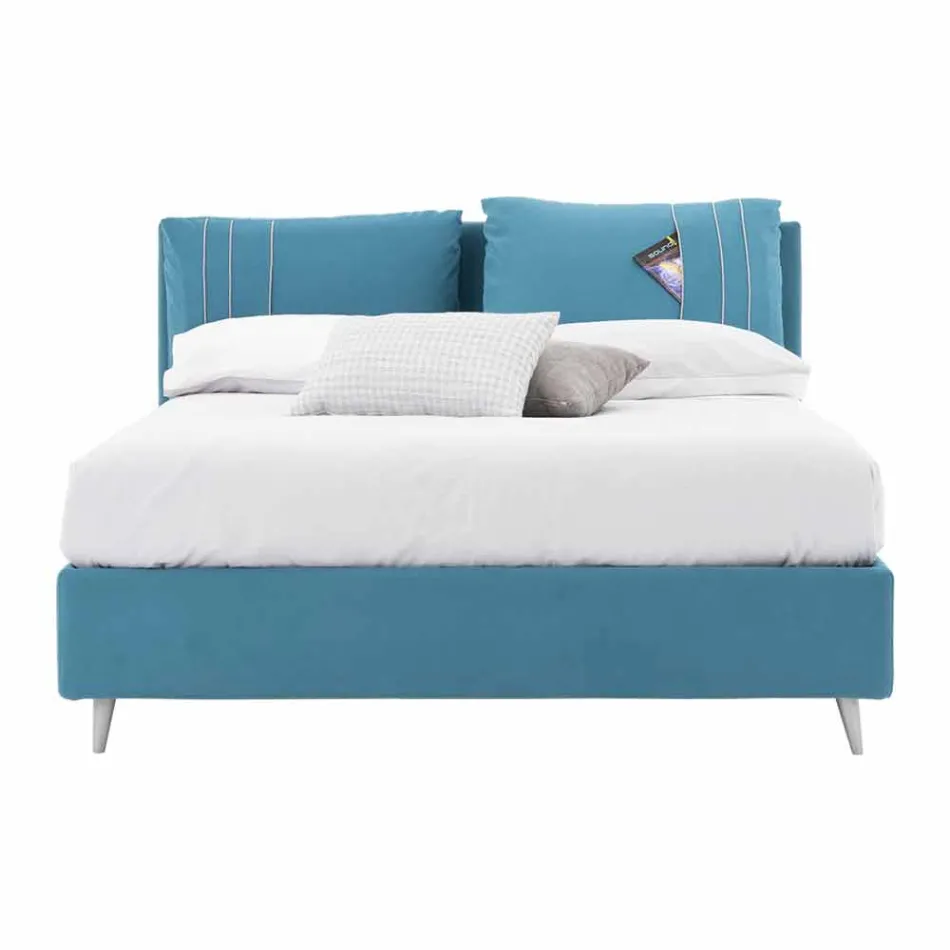 Manželská postel s kontejnerem potaženým látkou vyrobenou v Itálii - Renato Viadurini