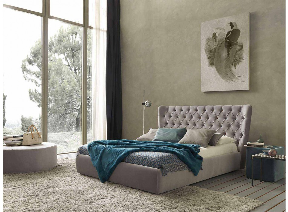Manželská postel s obalem pokrytým látkou Selene Bolzan Viadurini