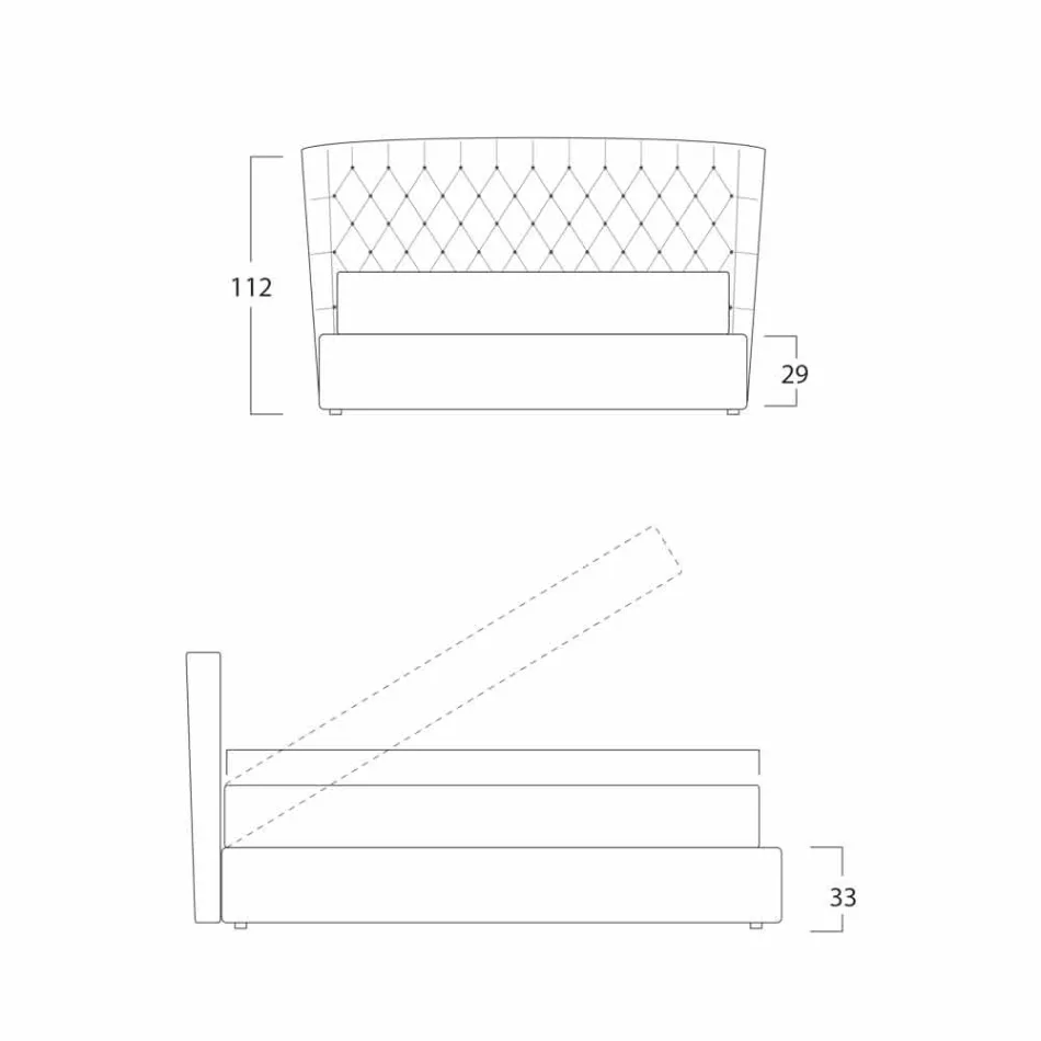 Manželská postel s obalem pokrytým látkou Selene Bolzan Viadurini