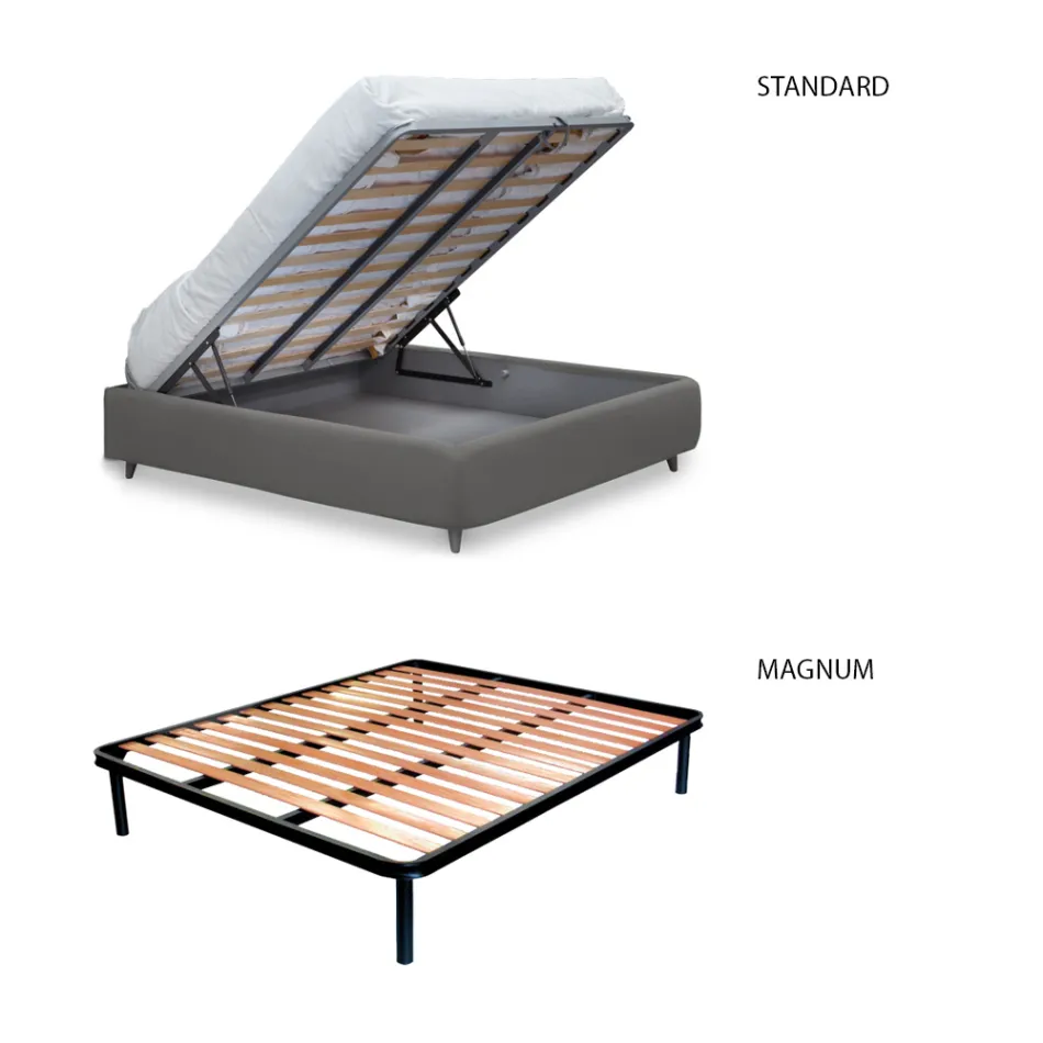 Manželská postel s čalouněným rámem postele v různých povrchových úpravách Made in Italy - Design Viadurini