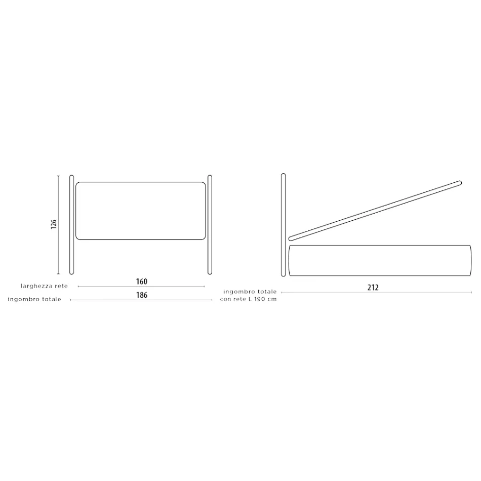 Manželská postel s čalouněným rámem postele v různých povrchových úpravách Made in Italy - Design Viadurini