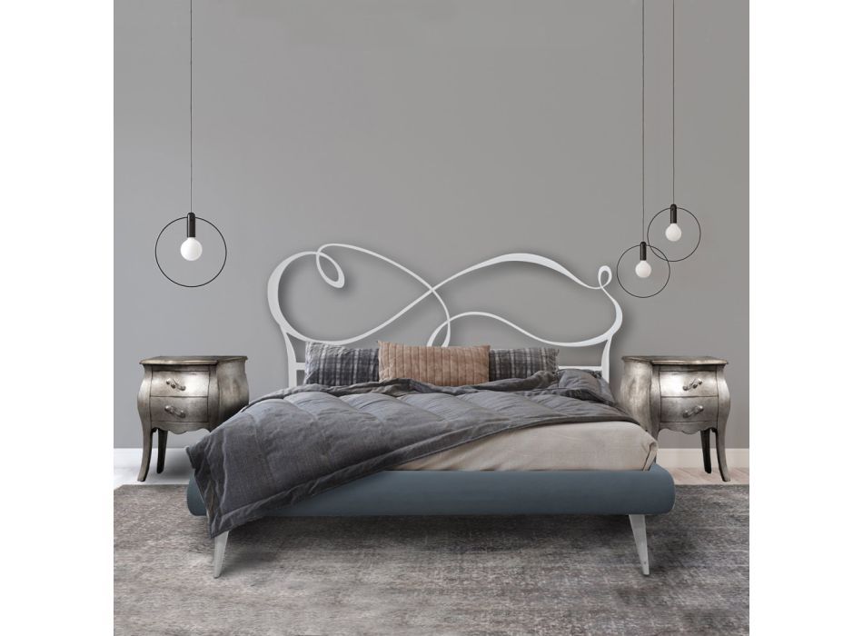 Manželská postel s čalouněným rámem postele v různých povrchových úpravách Made in Italy - Design Viadurini