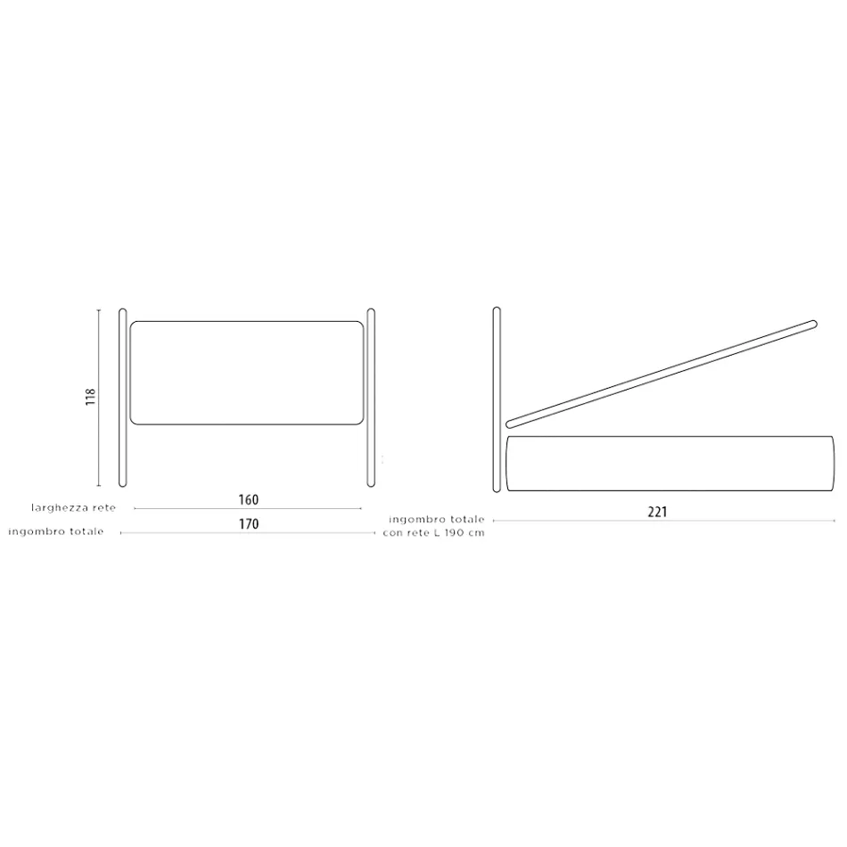 Manželská postel s čalouněným rámem postele v látce Made in Italy - Rolly Viadurini