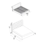 Manželská postel s capitonné polstrováním a dřevěnými nohami - Briosco Viadurini