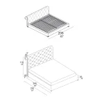 Manželská postel s capitonné polstrováním a dřevěnými nohami - Briosco Viadurini