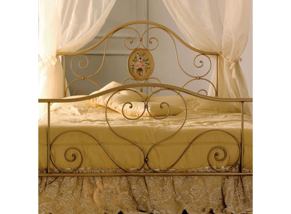 Manželská postel s koordinovaným železným podnožím Made in Italy - Chic Viadurini