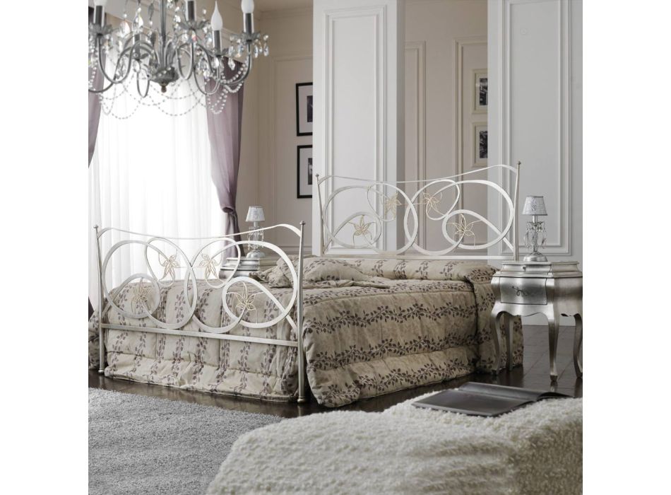 Manželská postel s podnožkou v různých povrchových úpravách Made in Italy - Natural Viadurini