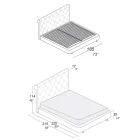 Manželská postel s dřevěnou konstrukcí potaženou polyuretanem - převrácená Viadurini
