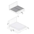 Manželská postel s dřevěnou konstrukcí potaženou polyuretanem - převrácená Viadurini