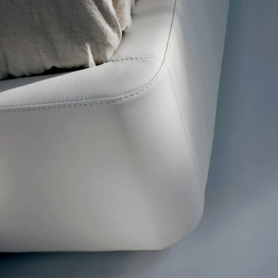 Manželská postel s dřevěnou konstrukcí potaženou polyuretanem - převrácená Viadurini