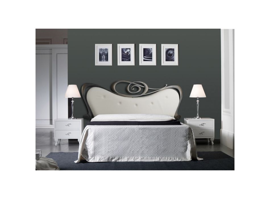 Manželská postel s čelem a rámem postele ze železa Made in Italy - Finish Viadurini