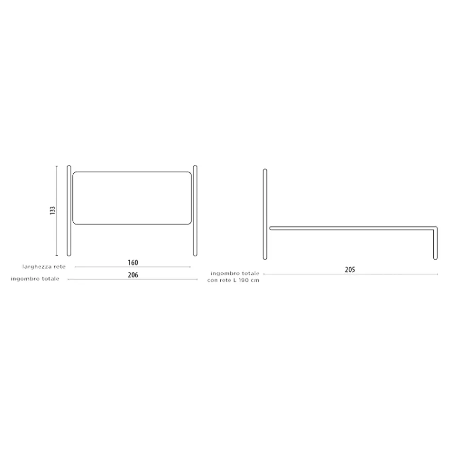 Manželská postel s čelem a rámem postele ze železa Made in Italy - Finish Viadurini