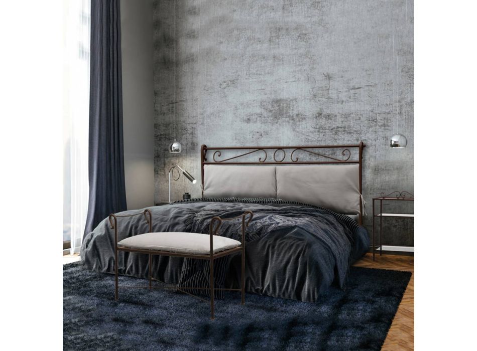 Manželská postel s čelem a železným rámem postele Made in Italy - Paste Viadurini