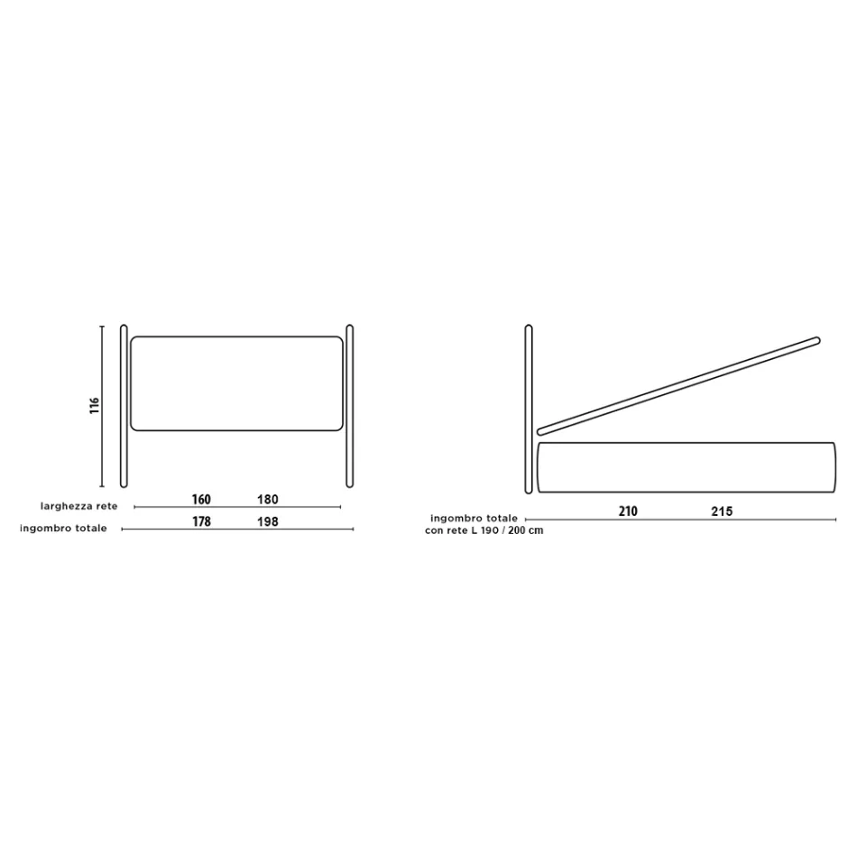 Manželská postel s polstrovaným čelem a nohami Made in Italy - Aaron Viadurini