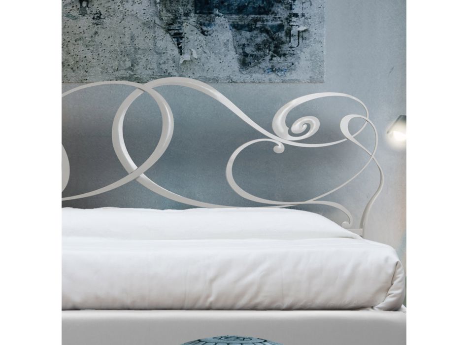 Manželská postel s železným čelem a polstrovaným rámem postele Made in Italy - Kenzo Viadurini