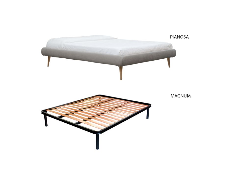 Manželská postel s železným čelem a polstrovaným rámem postele Made in Italy - Kenzo Viadurini