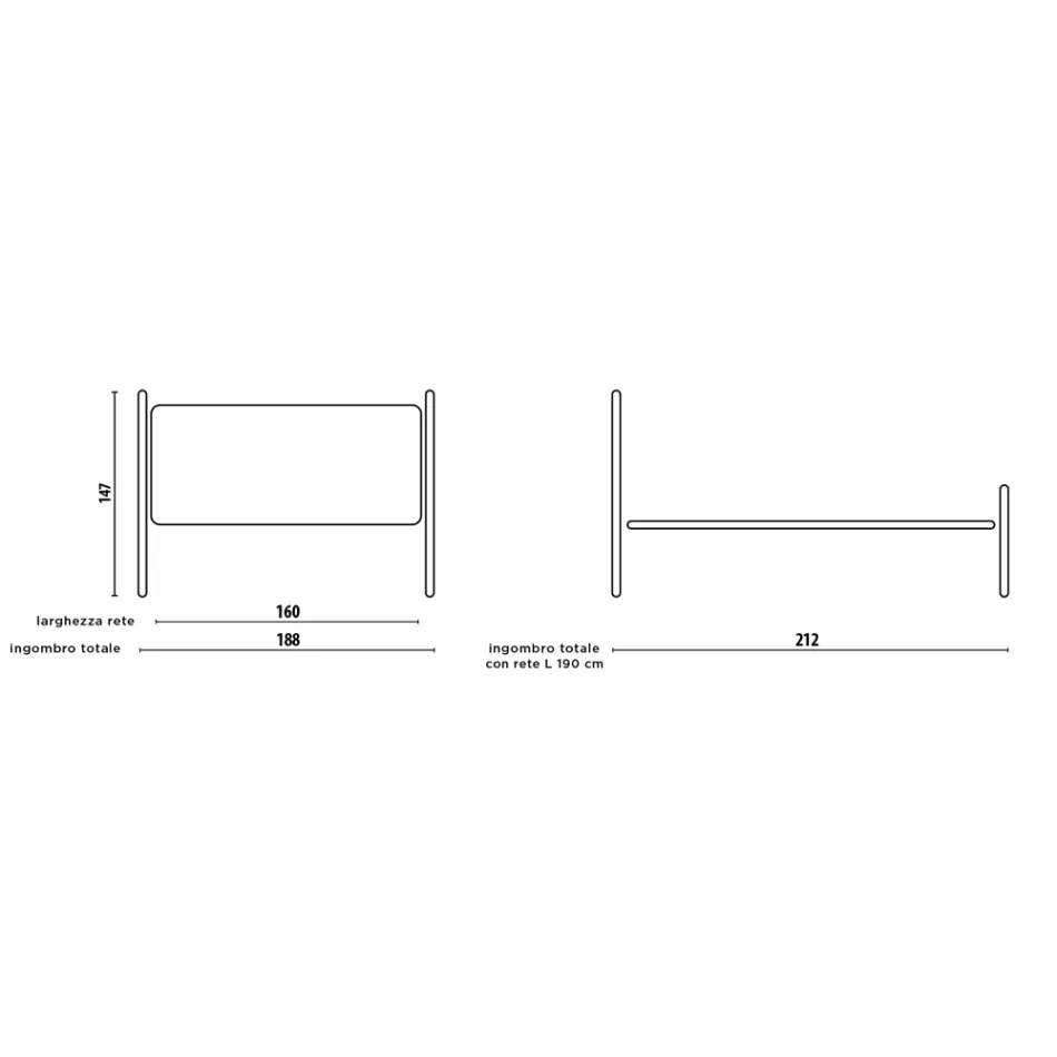 Manželská postel s pevným železným čelem Made in Italy - Nebbia Viadurini
