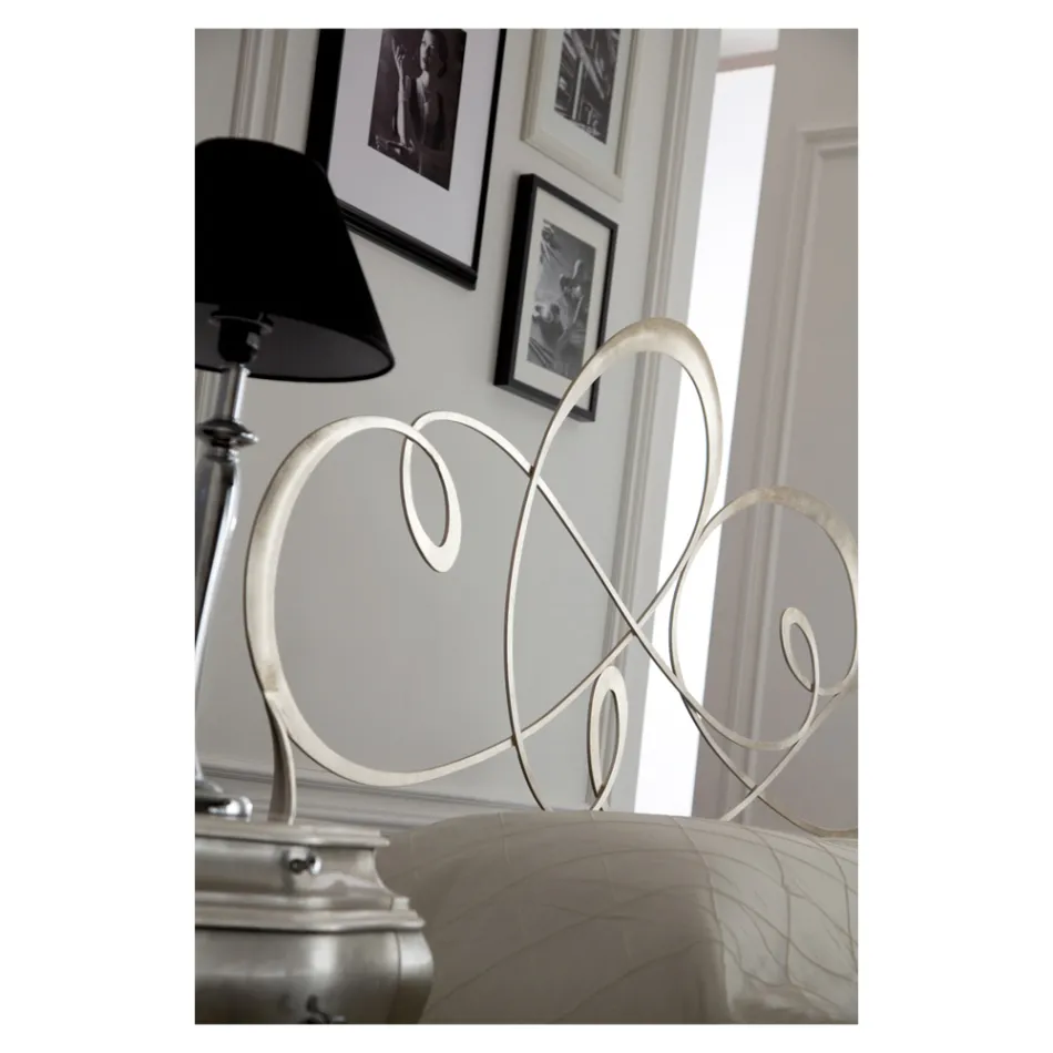 Manželská postel s pevným železným čelem Made in Italy - Nebbia Viadurini