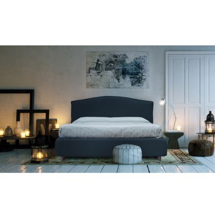 Manželská postel s čalouněným čelem v látce Made in Italy - Fulmine Viadurini