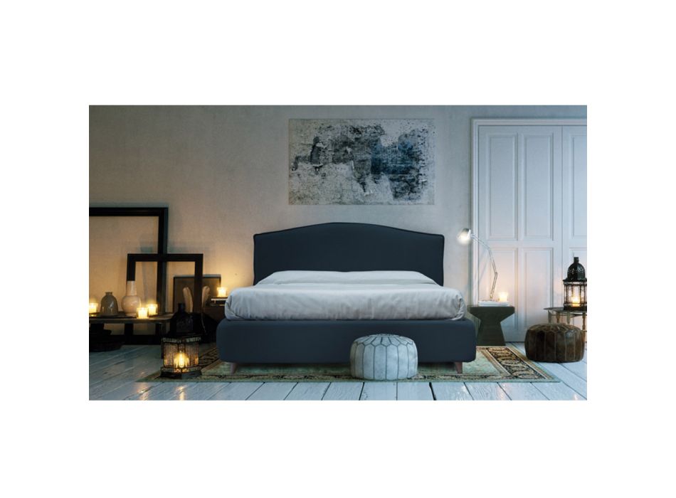 Manželská postel s čalouněným čelem v látce Made in Italy - Fulmine Viadurini