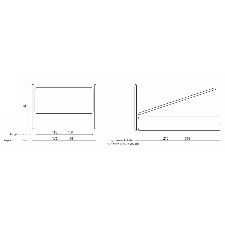 Manželská postel s čelem v ekokůži nebo látce Made in Italy - Buddy Viadurini