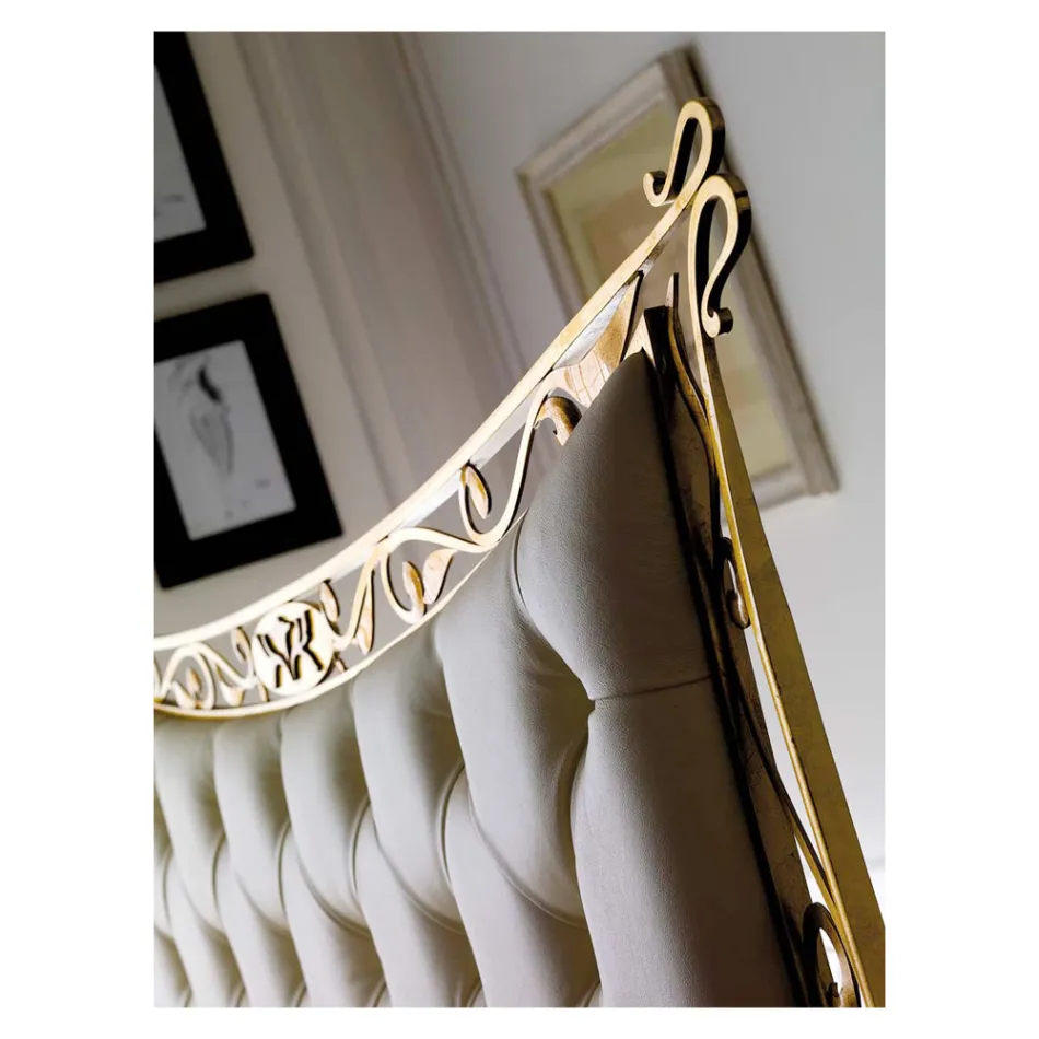 Klasická manželská postel ze železa a kůže Made in Italy - King Viadurini