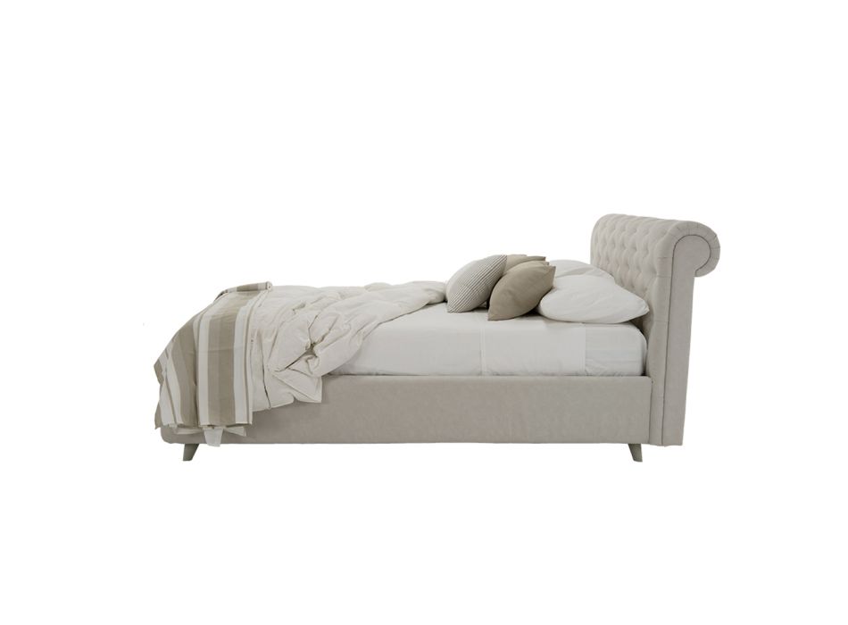 Designová čalouněná manželská postel s úložným prostorem Made in Italy - Scarpetta Viadurini