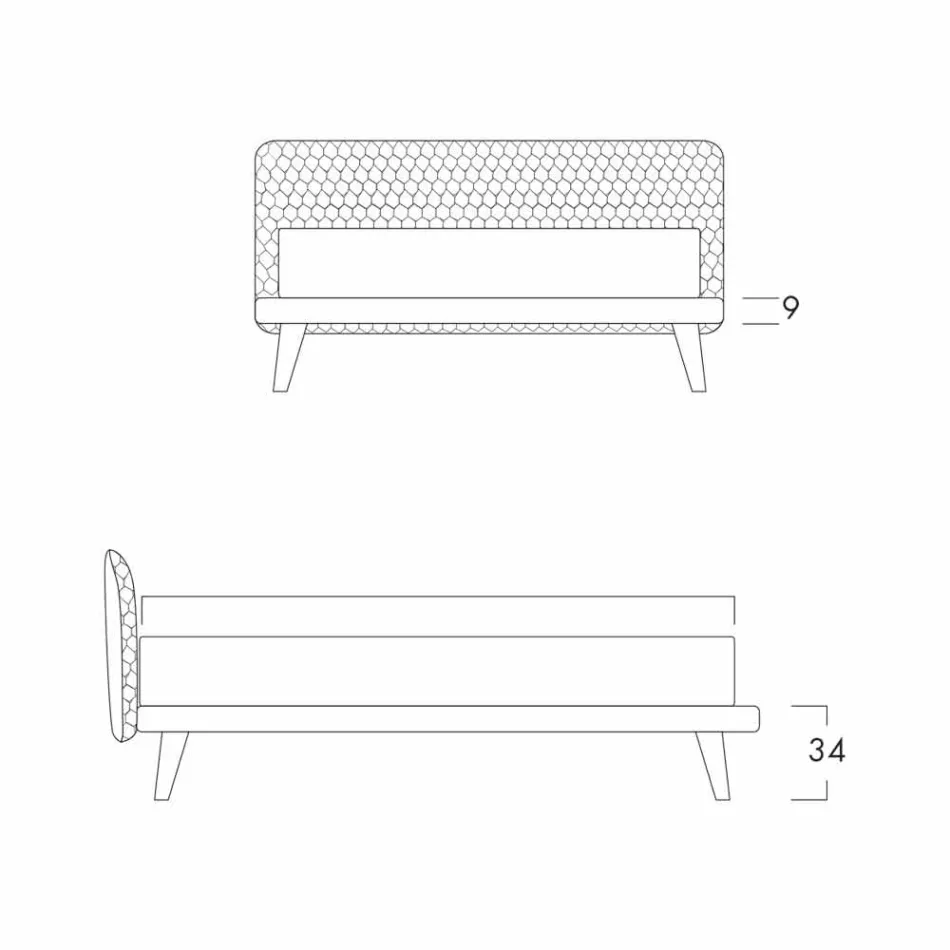 Designová manželská postel čalouněná látkou Corolle Bolzan Viadurini