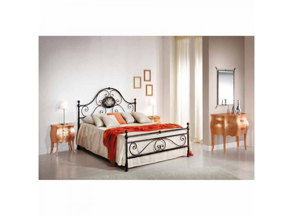 Manželská postel s tepaného železa návrh vytvořený Alexa Viadurini