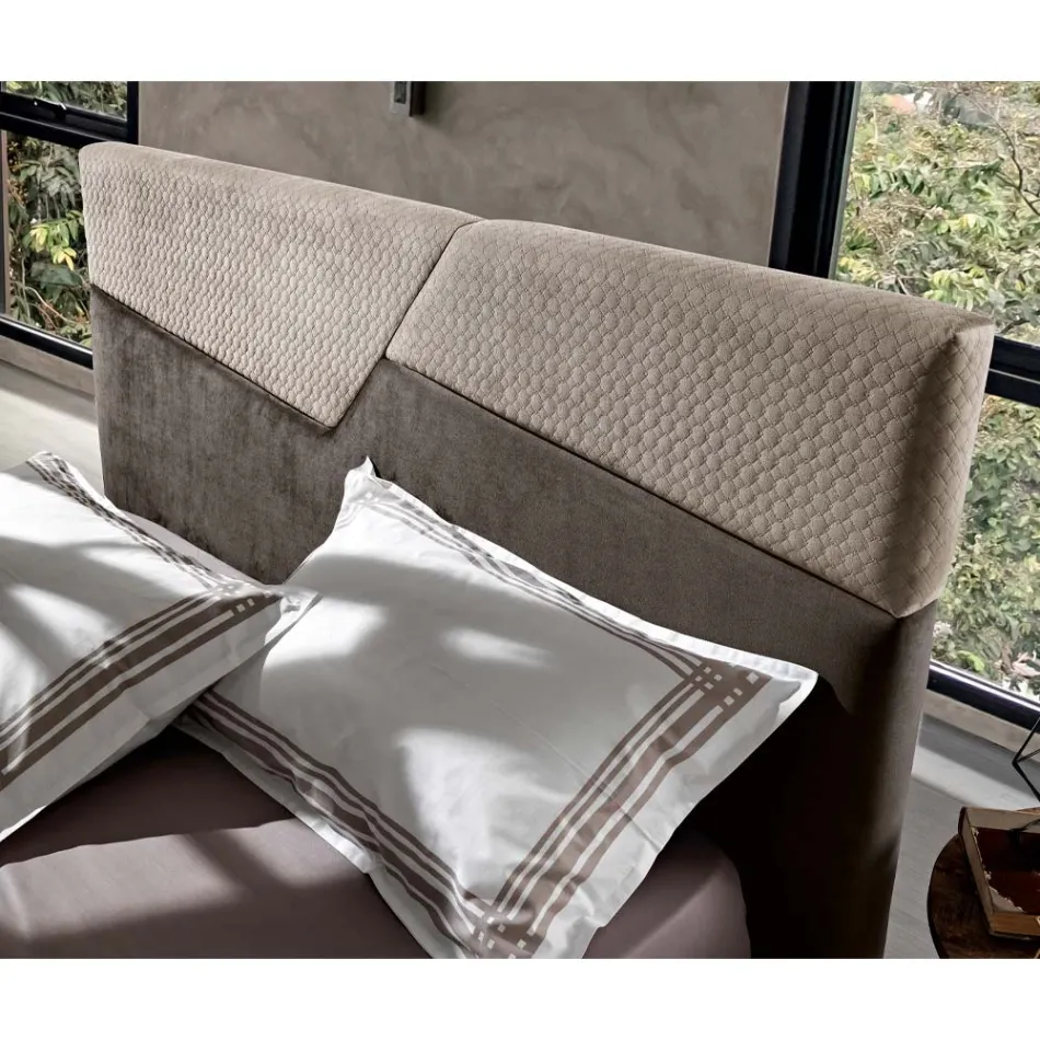 Moderní designová manželská postel s plisovaným nebo prošívaným čelem - Alano Viadurini