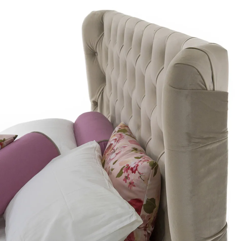 Luxusní manželská postel s boxem a čelem Capitonnè Made in Italy - Papero Viadurini