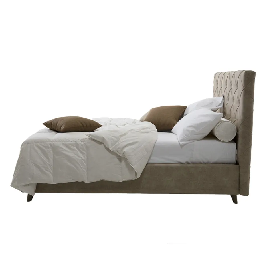 Luxusní čalouněná manželská postel s úložným boxem Made in Italy – Torn Viadurini