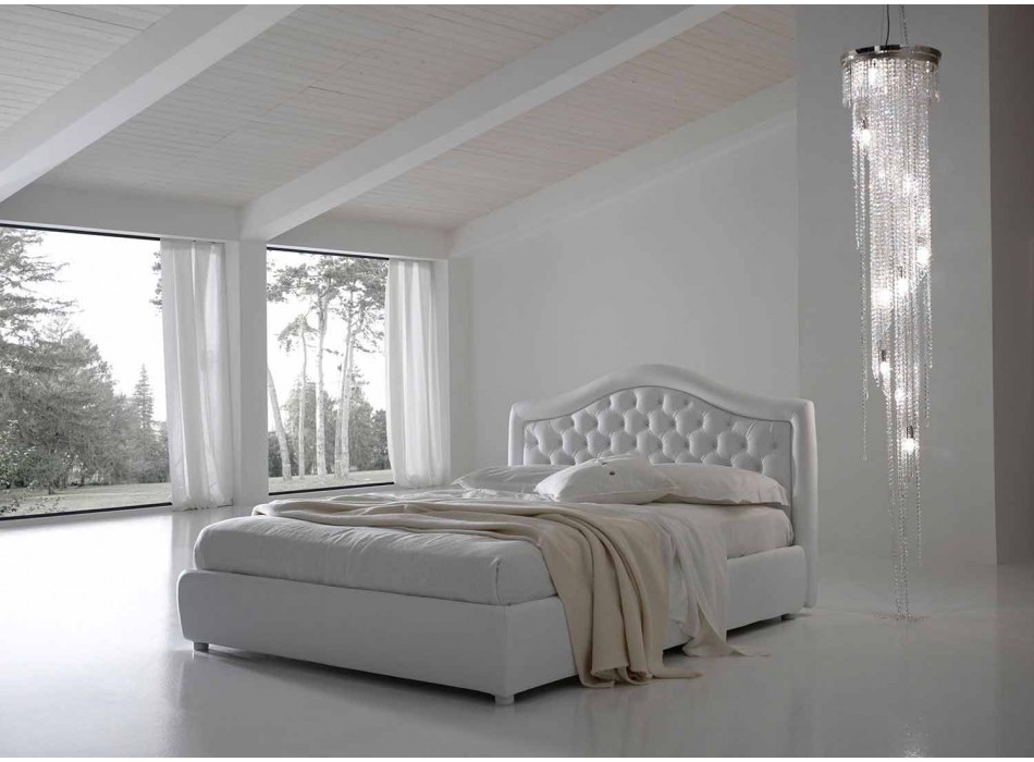 Prošívaná manželská postel capitonnè, klasický design, Capri Bolzan Viadurini