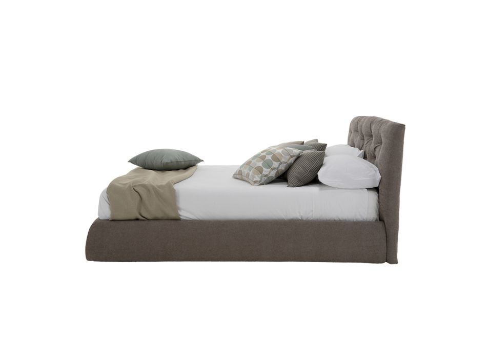 Čalouněná manželská postel s boxem z ekokůže nebo látky italské výroby - Nasello Viadurini
