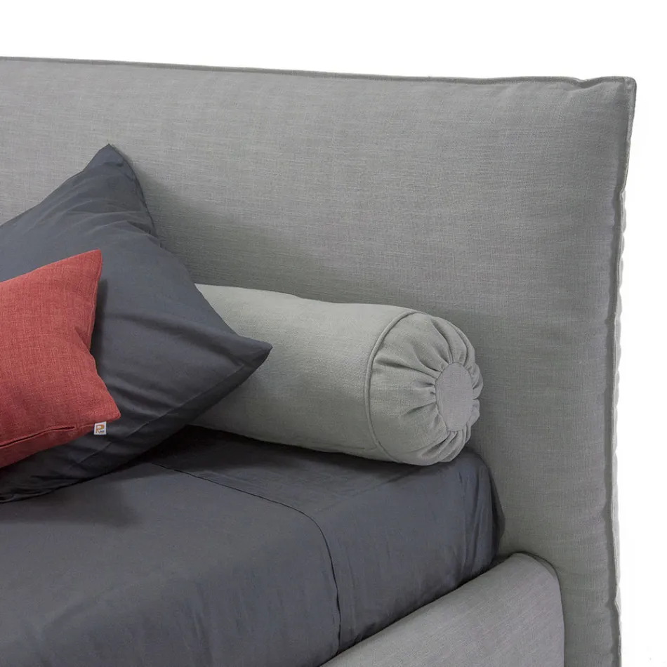 Čalouněná manželská postel s boxem, látka nebo ekokůže Made in Italy - Lardino Viadurini