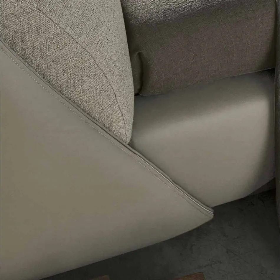 Manželská postel polstrovaná a potažená látkou a kůží vyrobená v Itálii - Lula Viadurini