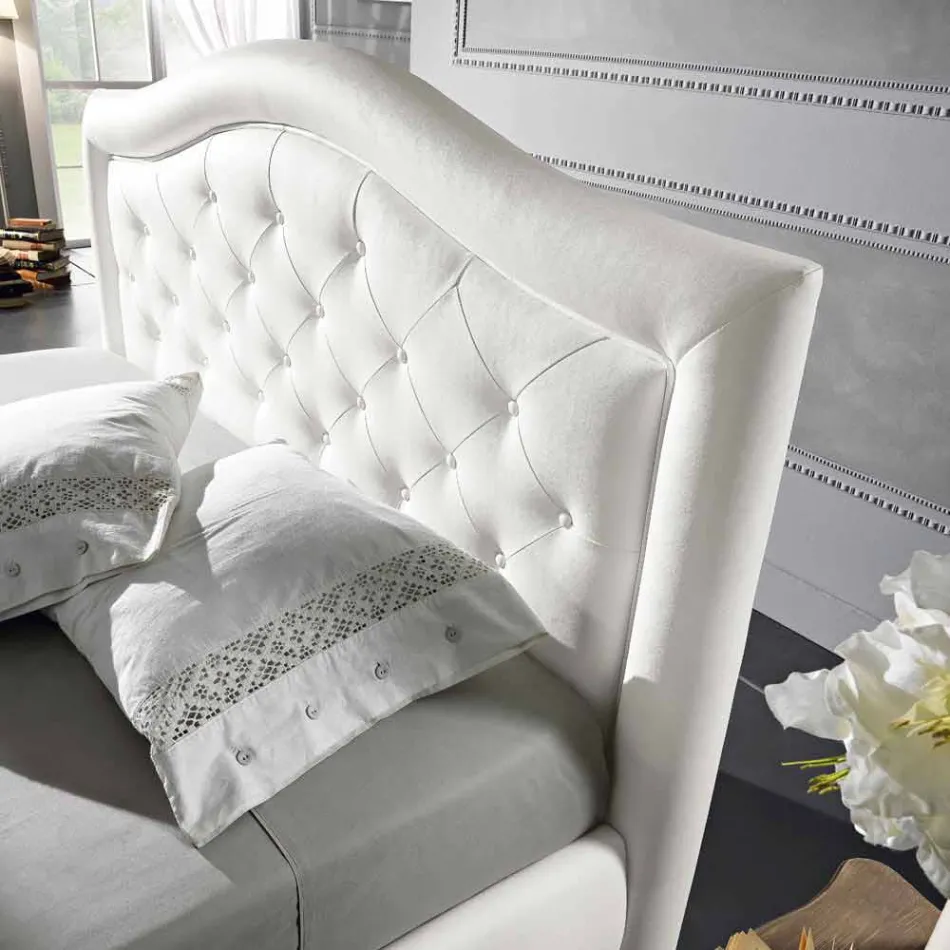 Dvoulůžko čalouněné faux kůže s krabicí 160x190 / 200 cm Agly Viadurini