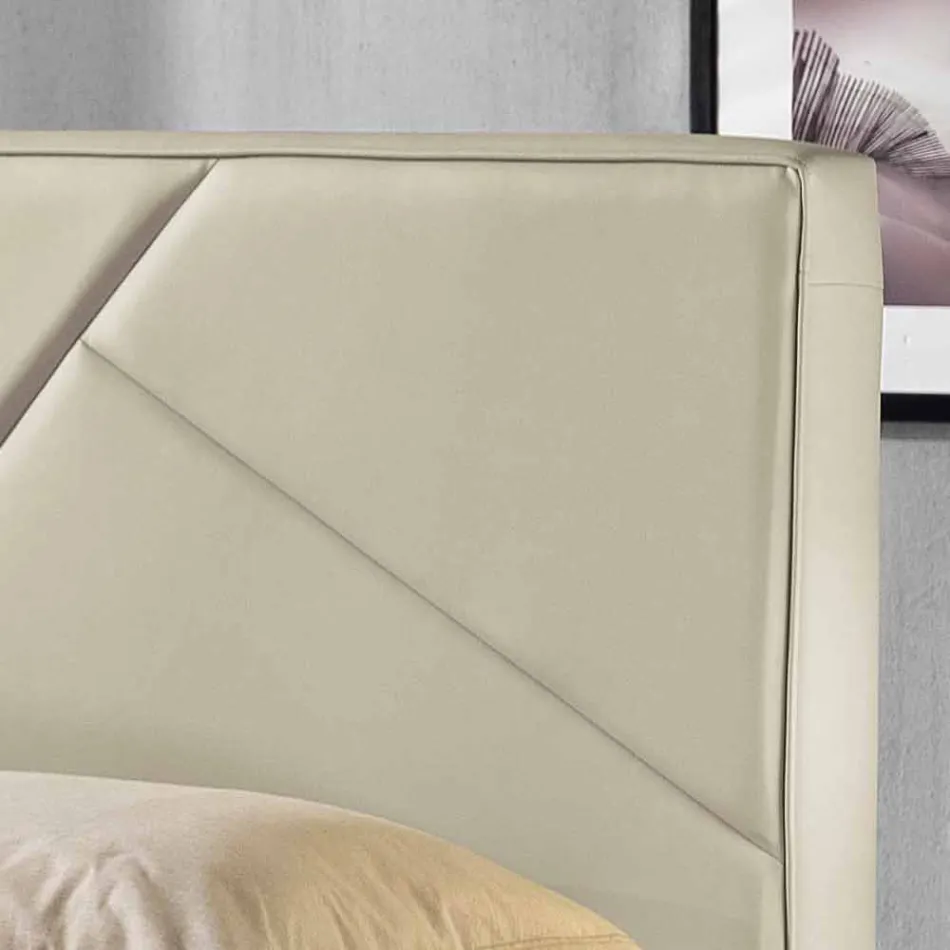 Manželská postel v umělé kůže s krabicí vrcholit 160x190 / 200 cm Mia Viadurini