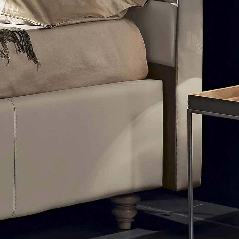 Manželská postel v umělé kůži s odkládací schránkou 160x190 / 200 cm Gin Viadurini