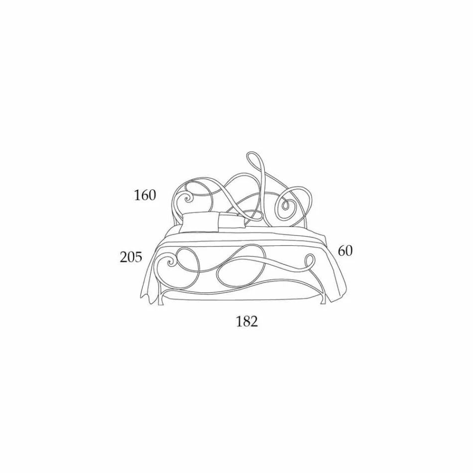 Manželská postel v tepaného železa s Athena houslový klíč dekorace Viadurini