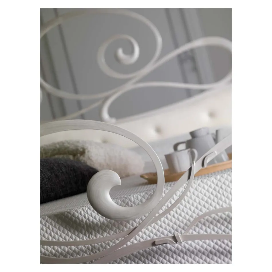 Železná manželská postel s koordinovaným podnožím Made in Italy - Laser Viadurini