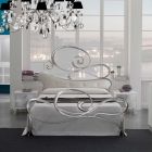 Kovová manželská postel s koordinovaným podnožím Made in Italy - Laser Viadurini