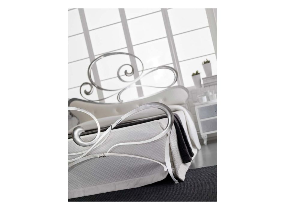 Železná manželská postel s koordinovaným podnožím Made in Italy - Laser Viadurini
