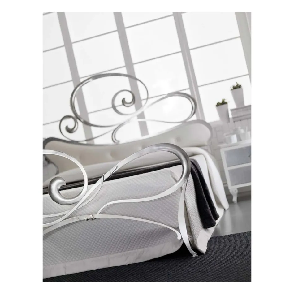 Železná manželská postel s koordinovaným podnožím Made in Italy - Laser Viadurini