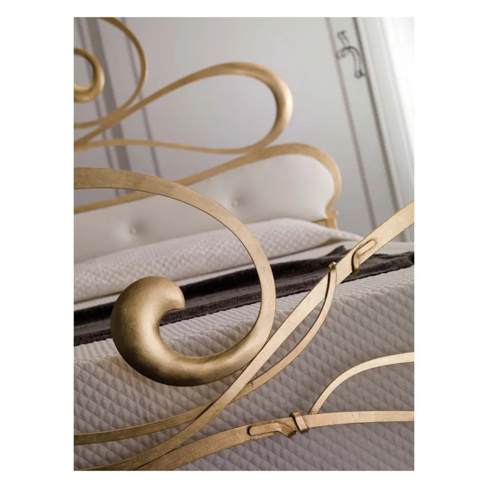 Železná manželská postel s koordinovaným podnožím Made in Italy - Laser Viadurini